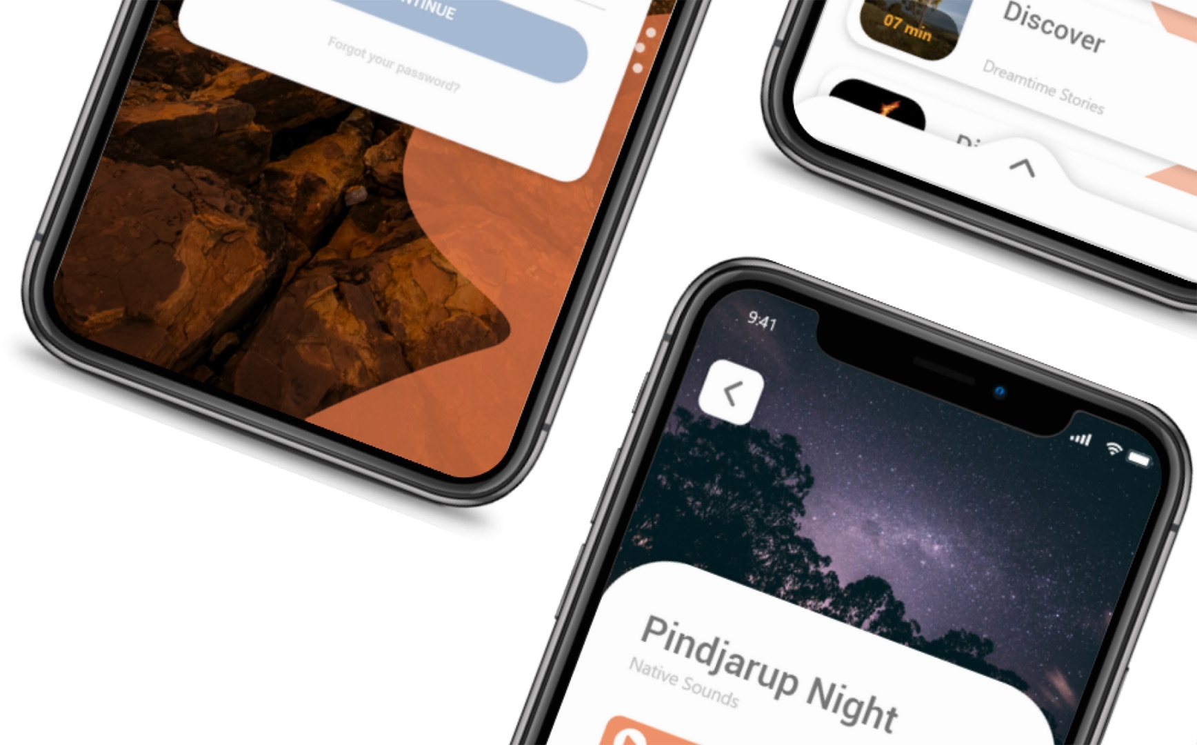 mockup of 3 screens from the final design