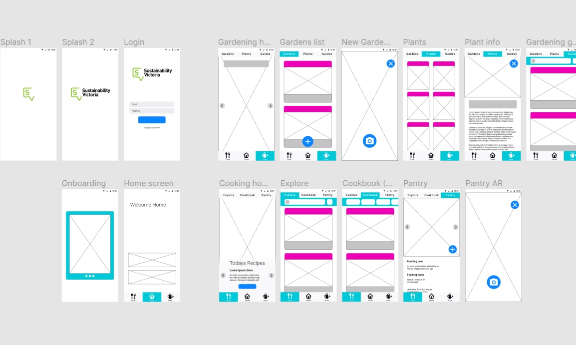 screenshot of wireframes for design variation two